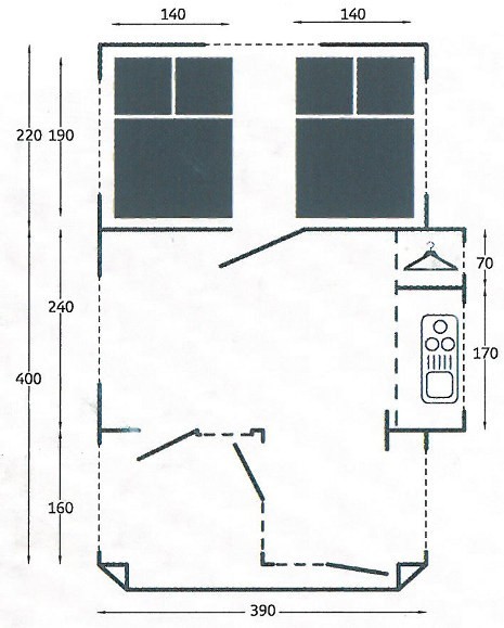 Dimensions for cabin and awning on Camplair XL Trailer Tent