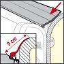 Rain Guard L - roof extends above awning and gap up to 9cm