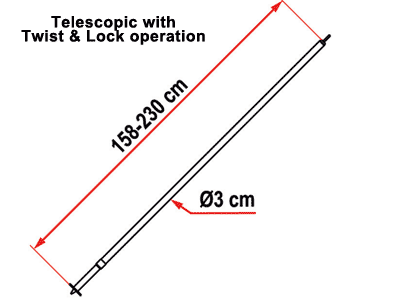 Fiamma Telescopic Front Door Support Pole for F45 Zip Privacy Room 05161-02 