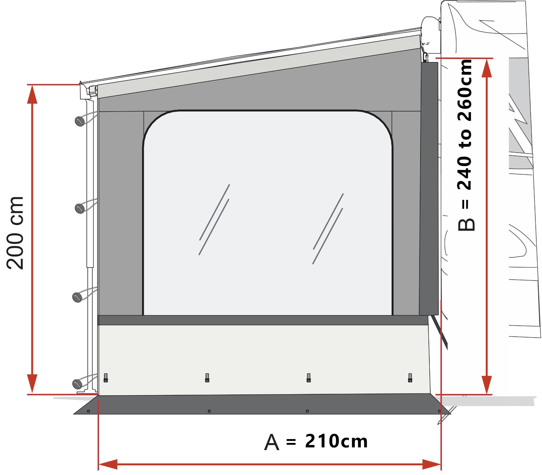 Fiamma Side W Pro Caravanstore / F35 Dimensions