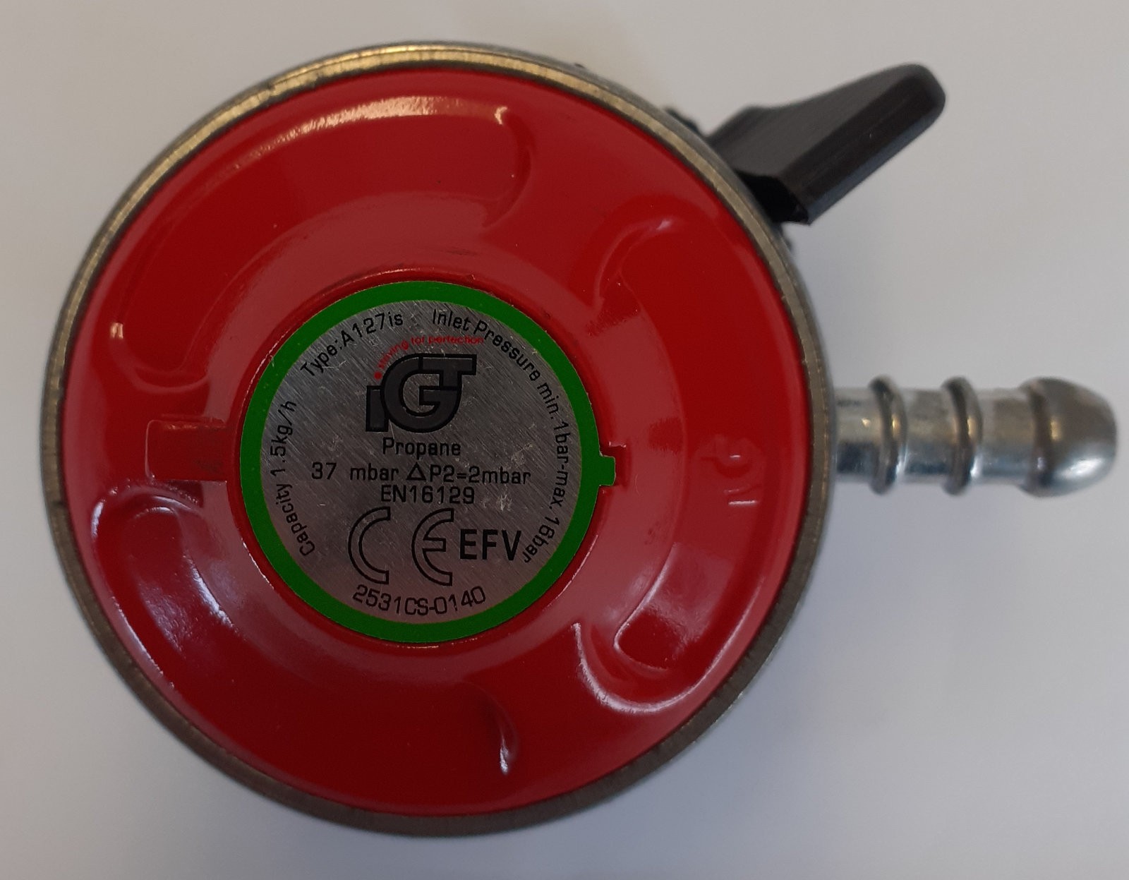IGT A127-006 Gas Propane Regulator For Caravan/BBQ - 27mm Clip-On 37 Mbar UK