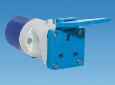 13A UK Socket to Site Mains Plug Short Adapter