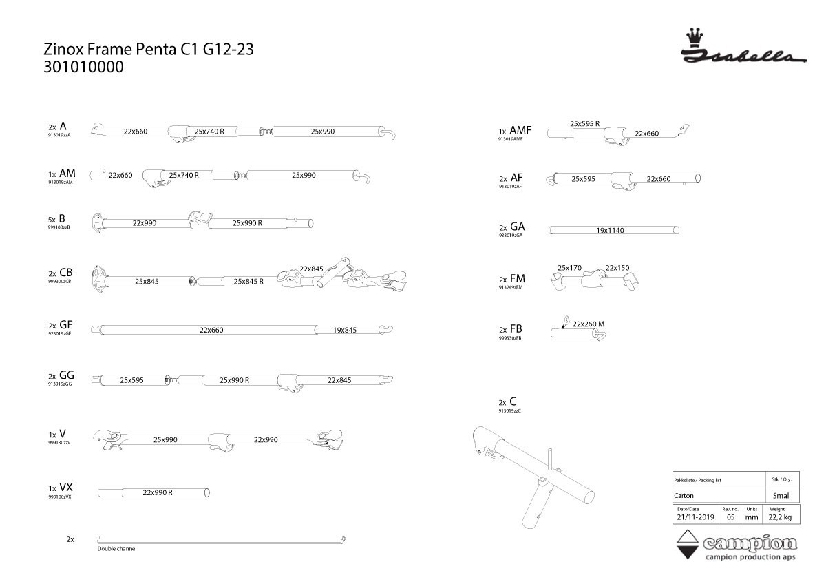 Isabella Zinox Frame Penta UniCut C1 12/23 T-Rex