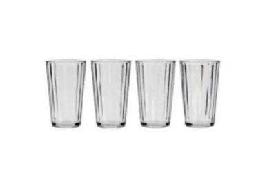4 Pack Crystal Line Clear Tall Tumbler Glass