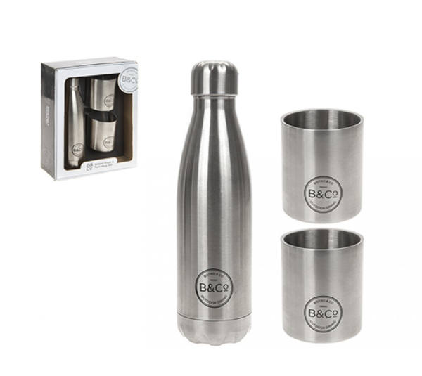 B&Co 500ml Insulated Bottle and 2 x SS Beakers Gift Box