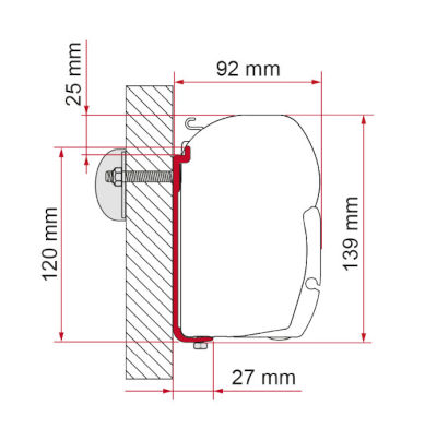 Fiamma Kit S 120 - 12cm Fitting Bracket