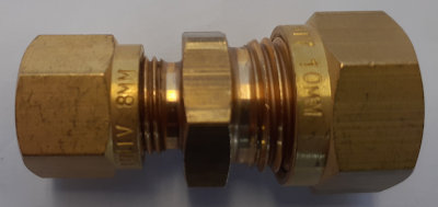 Gas Pipe Straight Coupling - 10mm to 8mm