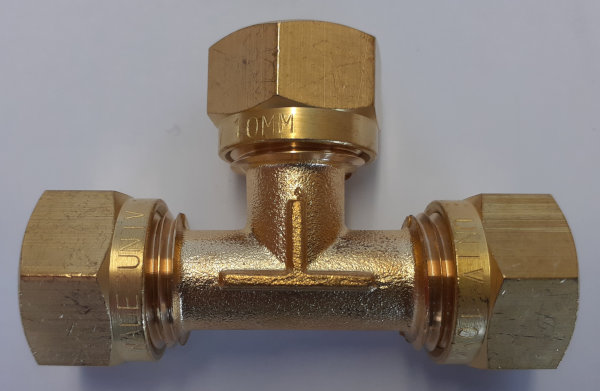 Gas Connector Equal T Piece - 10mm
