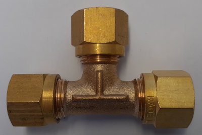 Gas Connector Equal T Piece - 8mm