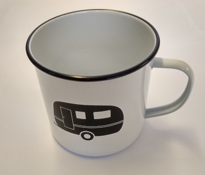 Enamel Mug With a Caravan Icon