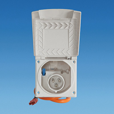 Mains Electric Inlet - Flush Fit Prewired White BC17018