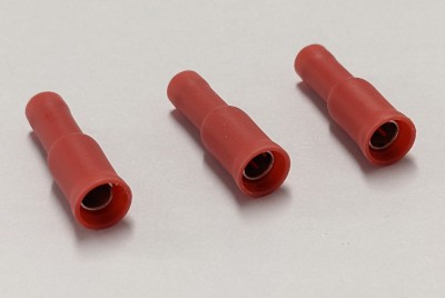W4 Insulated Female 4mm Bullet Crimped Terminal - Red (Pack 3)