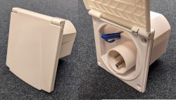 Caravan Mains Electrics Inlet - Square TND Flush Fitting White