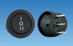 Circular 3 Position Centre Off Rocker Switch - Black