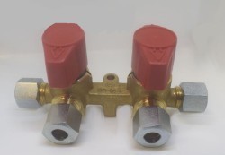Caravan Motorhome Double Two Way Gas Manifold Valve With Taps 8mm