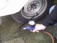 Check tyre treads and side walls as well as pressure
