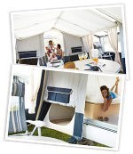 Light and airy awnings and under bed tent options in both Camplairs models